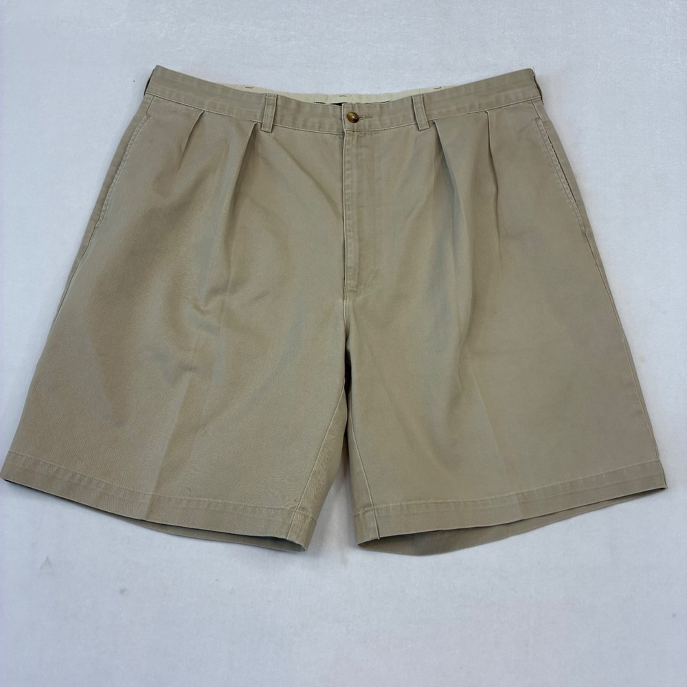 Polo Ralph Lauren Shorts Mens 40 Tan Khaki Pleated Cotton Chino Classic Relaxed